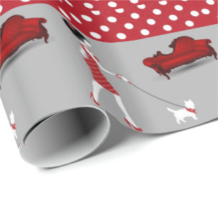 Glossy Wrapping Paper Red Punkt Dog Geschenkpapier