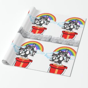 Glossy Wrapping Paper, Regenbogenwolken Katzen Geschenkpapier