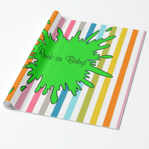 Glossy Wrapping Paper, Rocks Rock on Baby! Streife Geschenkpapier