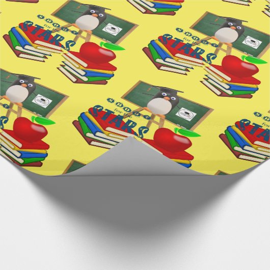 Glossy Wrapping Paper, School Books Pinguin Apple Geschenkpapier (Ecke)