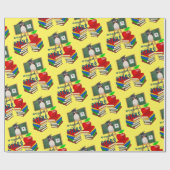 Glossy Wrapping Paper, School Books Pinguin Apple Geschenkpapier (Flach)