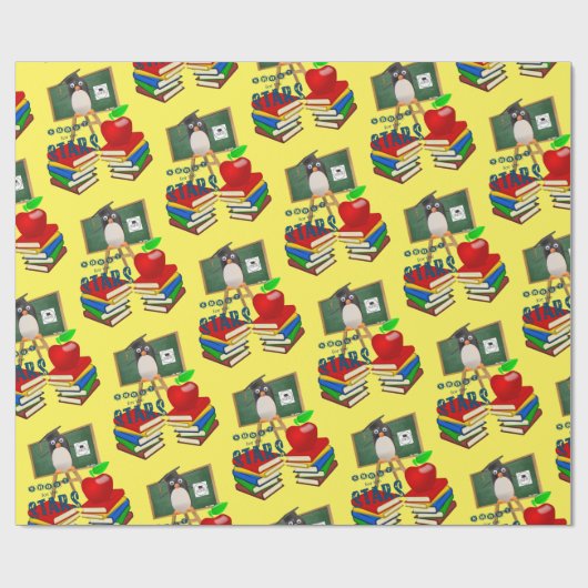 Glossy Wrapping Paper, School Books Pinguin Apple Geschenkpapier (Flach)