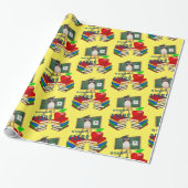 Glossy Wrapping Paper, School Books Pinguin Apple Geschenkpapier (Ungerollt)