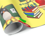 Glossy Wrapping Paper, School Books Pinguin Apple Geschenkpapier (Rolleneckpunkt)