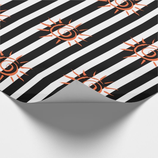 Glossy Wrapping Paper, Schwarz-weiß Strip Star Geschenkpapier (Ecke)