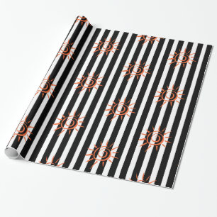 Glossy Wrapping Paper, Schwarz-weiß Strip Star Geschenkpapier