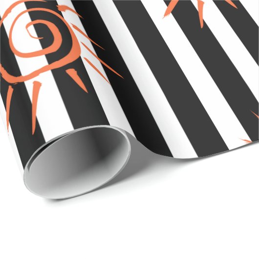 Glossy Wrapping Paper, Schwarz-weiß Strip Star Geschenkpapier (Rolleneckpunkt)