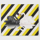 Glossy Wrapping Paper, Schwarz-weiß Strip Swans Geschenkpapier (Flach)