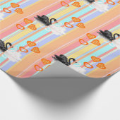 Glossy Wrapping Paper, Schwarz-weißer Swan Strip Geschenkpapier (Ecke)