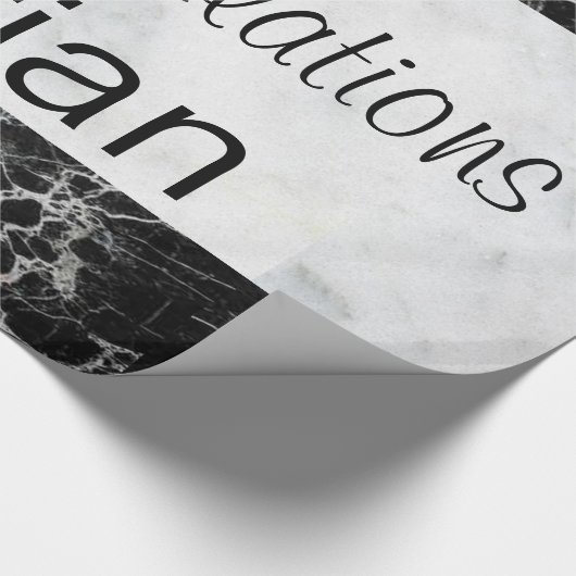 Glossy Wrapping Paper, Schwarzweiß-Marmor Geschenkpapier (Ecke)