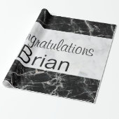 Glossy Wrapping Paper, Schwarzweiß-Marmor Geschenkpapier (Ungerollt)