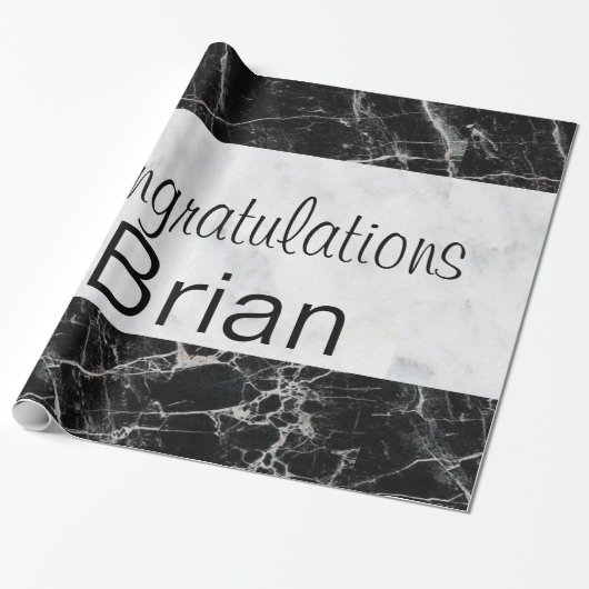 Glossy Wrapping Paper, Schwarzweiß-Marmor Geschenkpapier (Ungerollt)