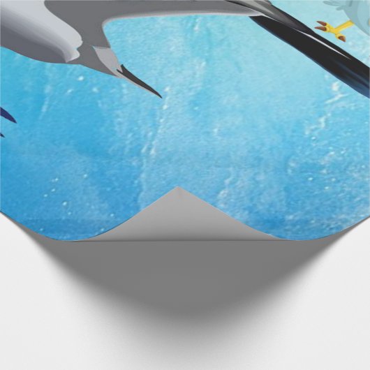Glossy Wrapping Paper, Seagull Birds Fish Wave Geschenkpapier (Ecke)
