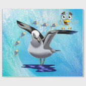 Glossy Wrapping Paper, Seagull Birds Fish Wave Geschenkpapier (Flach)