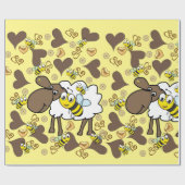 Glossy Wrapping Paper, Sheep Bee Brown Hearts Geschenkpapier (Flach)