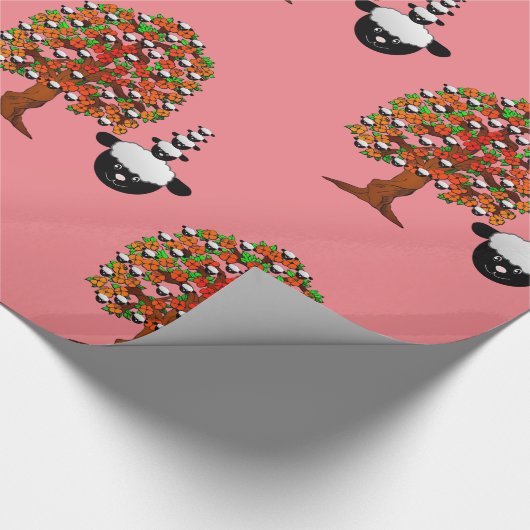 Glossy Wrapping Paper, Sheep Tree Pink Geschenkpapier (Ecke)