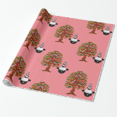 Glossy Wrapping Paper, Sheep Tree Pink Geschenkpapier (Ungerollt)