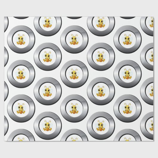 Glossy Wrapping Paper Silver Bumblebee Geschenkpapier (Flach)