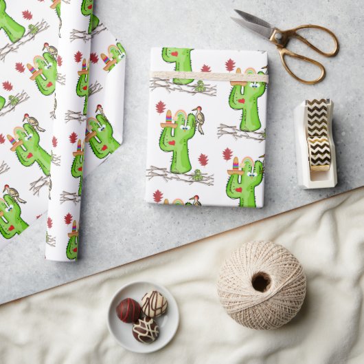 Glossy Wrapping Paper Snake Cactus Bird Geschenkpapier (Kunsthandwerk)