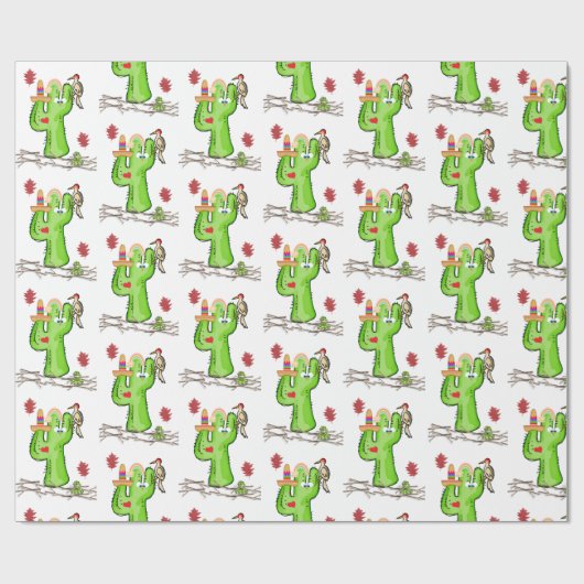 Glossy Wrapping Paper Snake Cactus Bird Geschenkpapier (Flach)