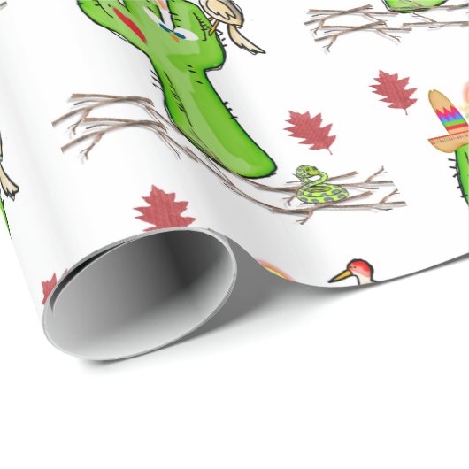 Glossy Wrapping Paper Snake Cactus Bird Geschenkpapier (Rolleneckpunkt)