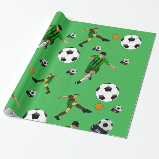 Glossy Wrapping Paper Soccer Ball Green Geschenkpapier (Ungerollt)