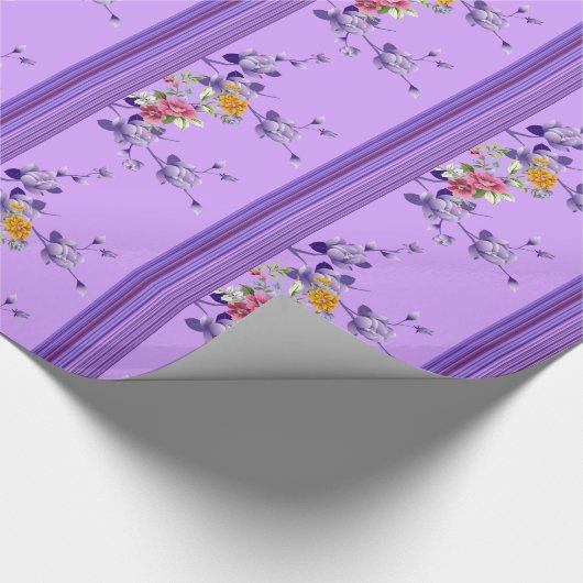 Glossy Wrapping Paper, Streifen Lila Blume Geschenkpapier (Ecke)
