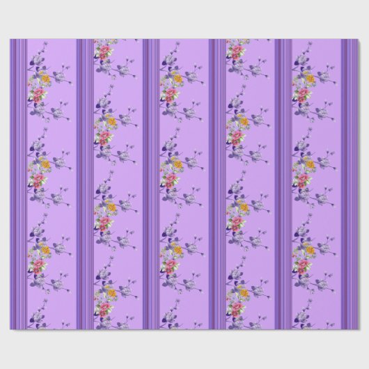 Glossy Wrapping Paper, Streifen Lila Blume Geschenkpapier (Flach)