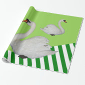 Glossy Wrapping Paper, Swan Green Strip Geschenkpapier (Ungerollt)