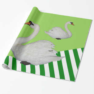 Glossy Wrapping Paper, Swan Green Strip Geschenkpapier