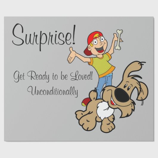 Glossy Wrapping Paper, Überraschungshund Geschenkpapier (Flach)