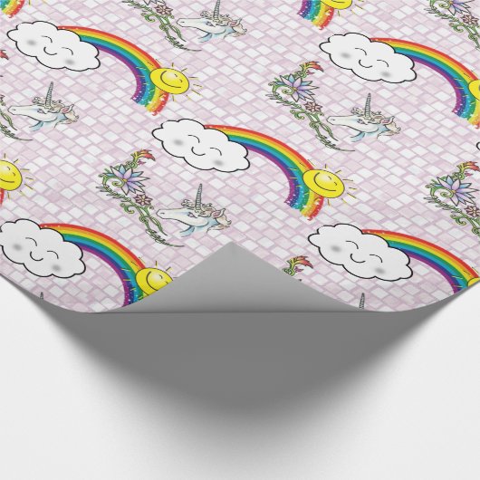 Glossy Wrapping Paper Unicorn Regenbogen Geschenkpapier (Ecke)