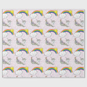 Glossy Wrapping Paper Unicorn Regenbogen Geschenkpapier (Flach)