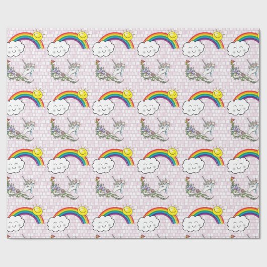 Glossy Wrapping Paper Unicorn Regenbogen Geschenkpapier (Flach)