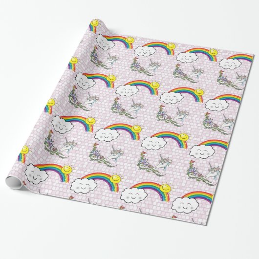 Glossy Wrapping Paper Unicorn Regenbogen Geschenkpapier (Ungerollt)