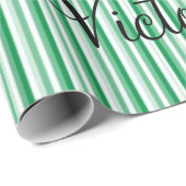 Glossy Wrapping Paper Viktorianisch Green Strip Geschenkpapier (Rolleneckpunkt)