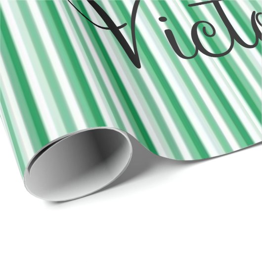 Glossy Wrapping Paper Viktorianisch Green Strip Geschenkpapier (Rolleneckpunkt)