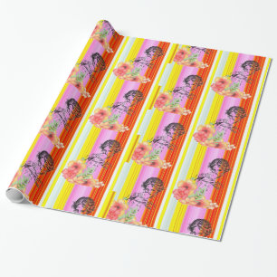 Glossy Wrapping Paper, Viktorianischer Streifen Geschenkpapier