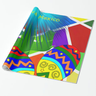 Glossy Wrapping Paper, Viva Mexico Cactus Banjos Geschenkpapier