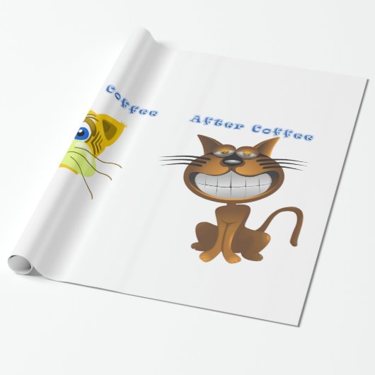 Glossy Wrapping Paper vor dem Kaffee Cat Geschenkpapier (Ungerollt)