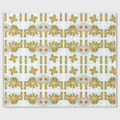 Glossy Wrapping Paper White Daisy Ananas Geschenkpapier (Flach)