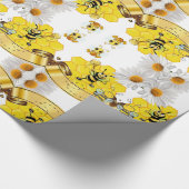 Glossy Wrapping Paper White Daisy Bumblebee Geschenkpapier (Ecke)