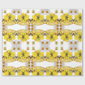 Glossy Wrapping Paper White Daisy Bumblebee Geschenkpapier (Flach)