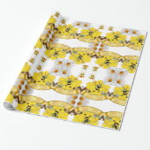 Glossy Wrapping Paper White Daisy Bumblebee Geschenkpapier (Ungerollt)