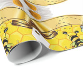 Glossy Wrapping Paper White Daisy Bumblebee Geschenkpapier (Rolleneckpunkt)