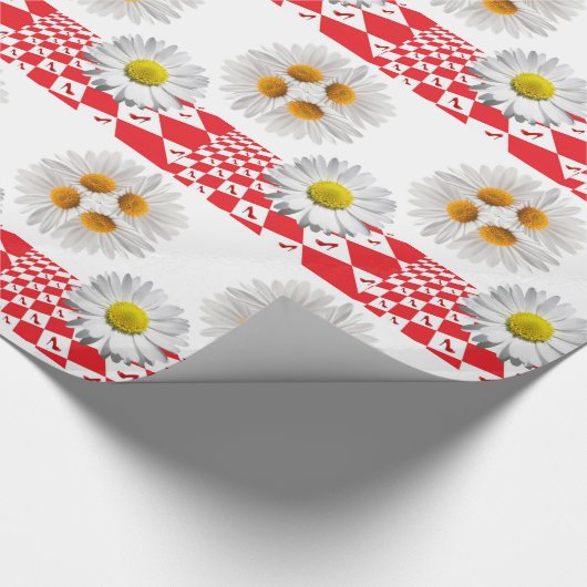 Glossy Wrapping Paper White Daisy Geschenkpapier (Ecke)