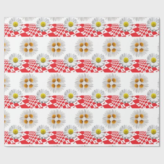 Glossy Wrapping Paper White Daisy Geschenkpapier (Flach)
