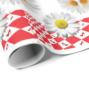 Glossy Wrapping Paper White Daisy Geschenkpapier