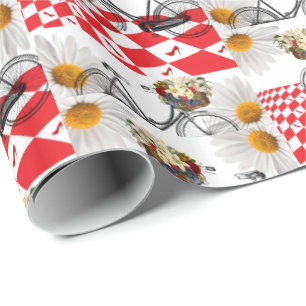 Glossy Wrapping Paper White Daisy Geschenkpapier