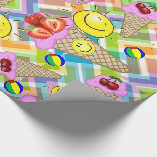 Glossy Wrapping Paper Zickzack Strawberry Ice Crem Geschenkpapier (Ecke)